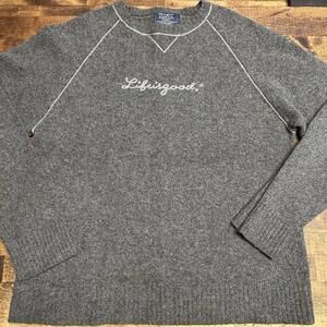 Life Is Good Womens XL Lambs Wool Sweater Grey Knit Long Sleeve